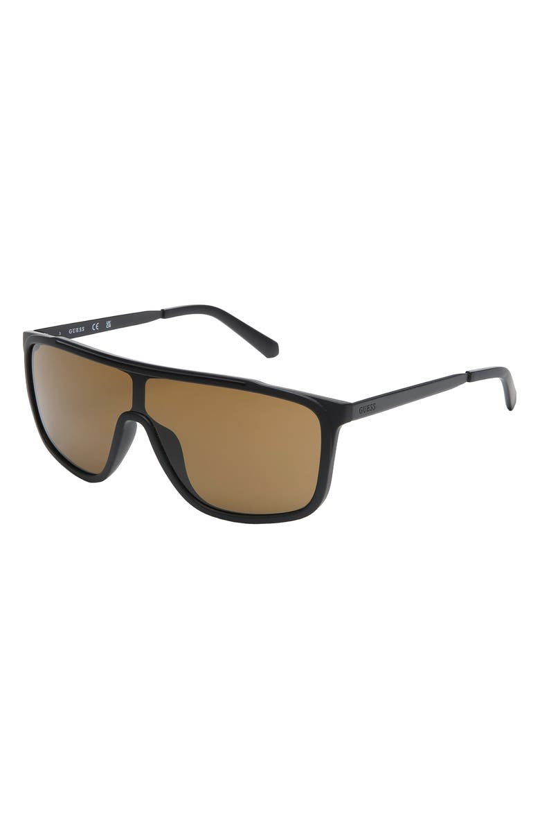 GUESS Shield Sunglasses, Alternate, color, Matte Black / Brown