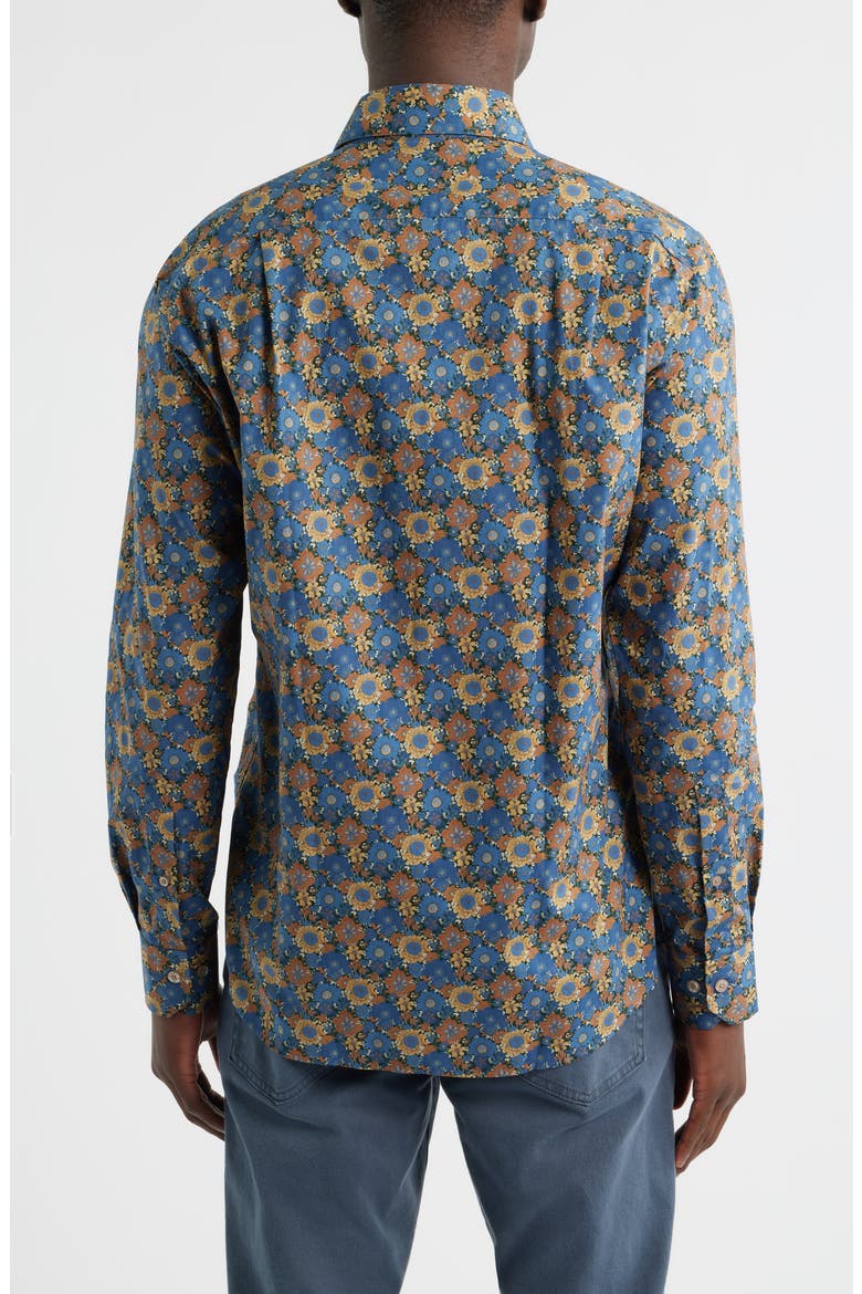 Canclini Regular Fit Floral Cotton Button-Up Shirt, Alternate, color, BLUE