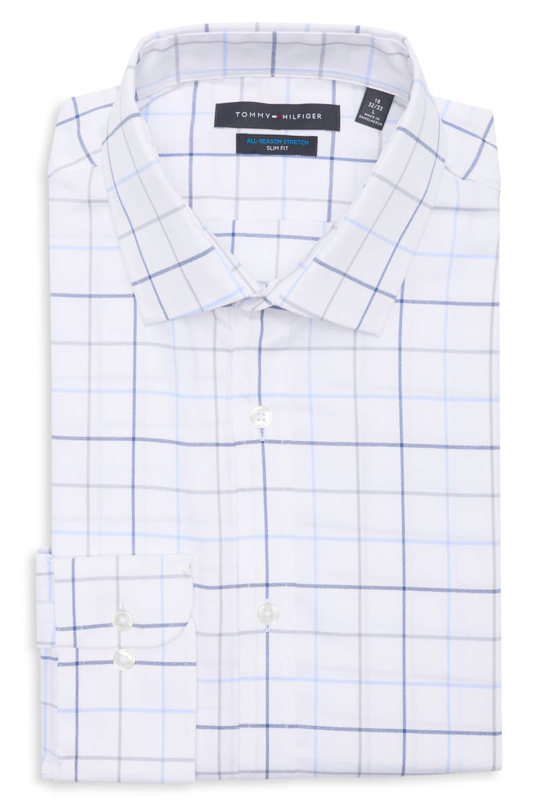 All Season Slim Fit Stretch Dress Shirt, Alternate, color, GREY MULTI