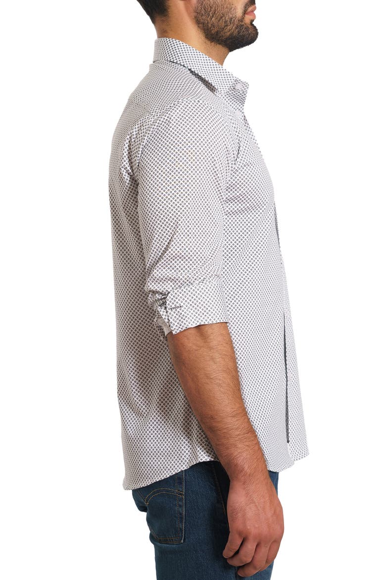 Trim Fit Print Button-Up Shirt, Alternate, color, WHITE PAISLEY