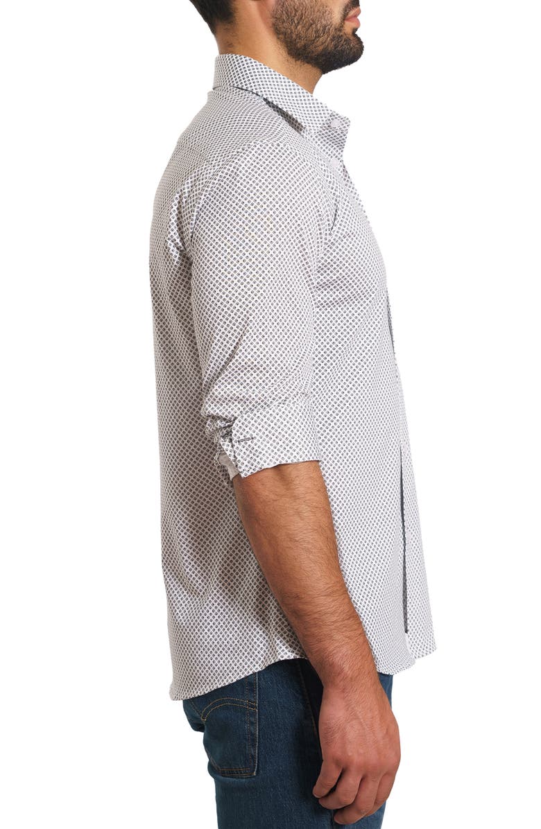 Jared Lang Trim Fit Print Button-Up Shirt, Alternate, color, White Paisley