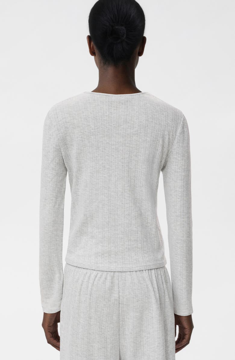 MANGO TEEN Pointelle Long Pajamas, Alternate, color, Light Heather Grey