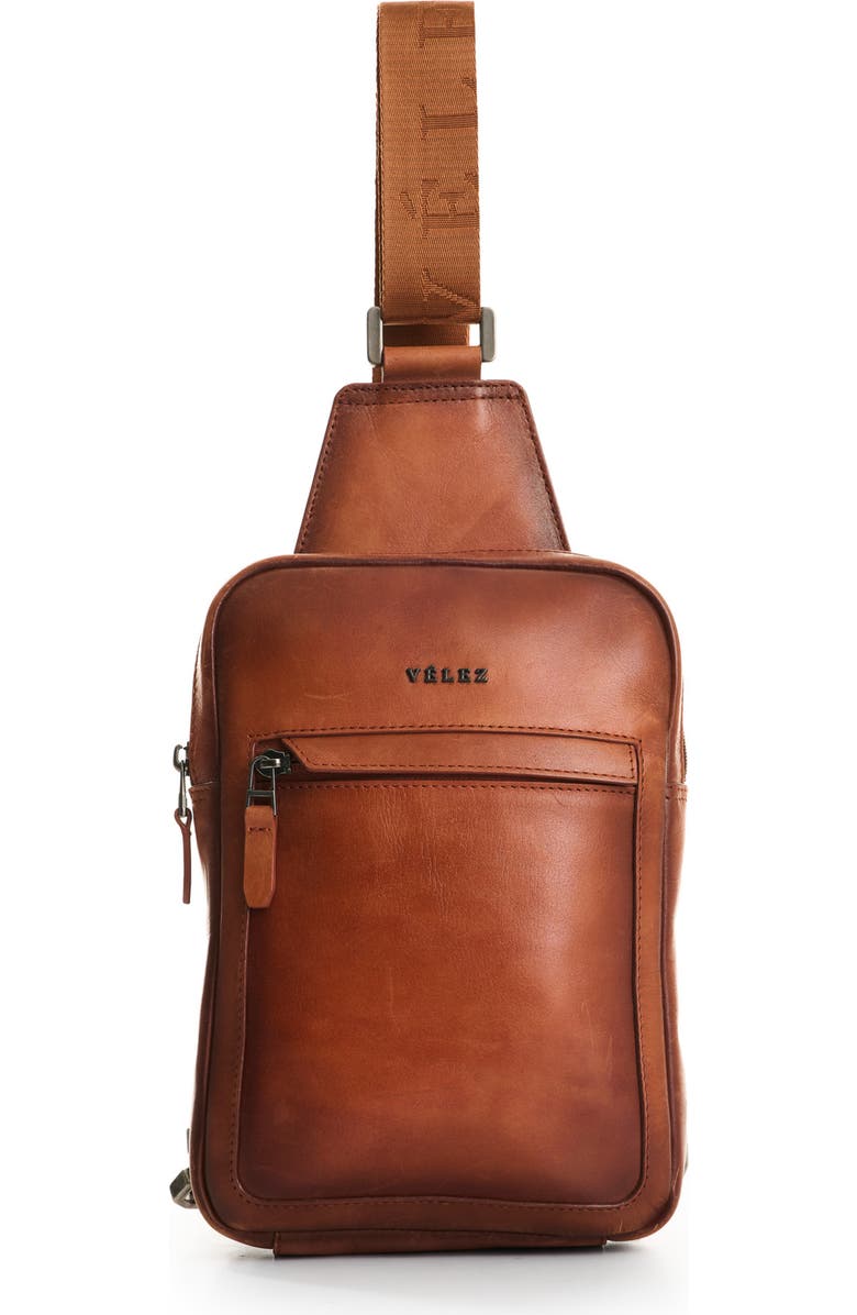 Velez Full Grain Leather Crossbody Bag Sling Shoulder Bags, Main, color, Brown