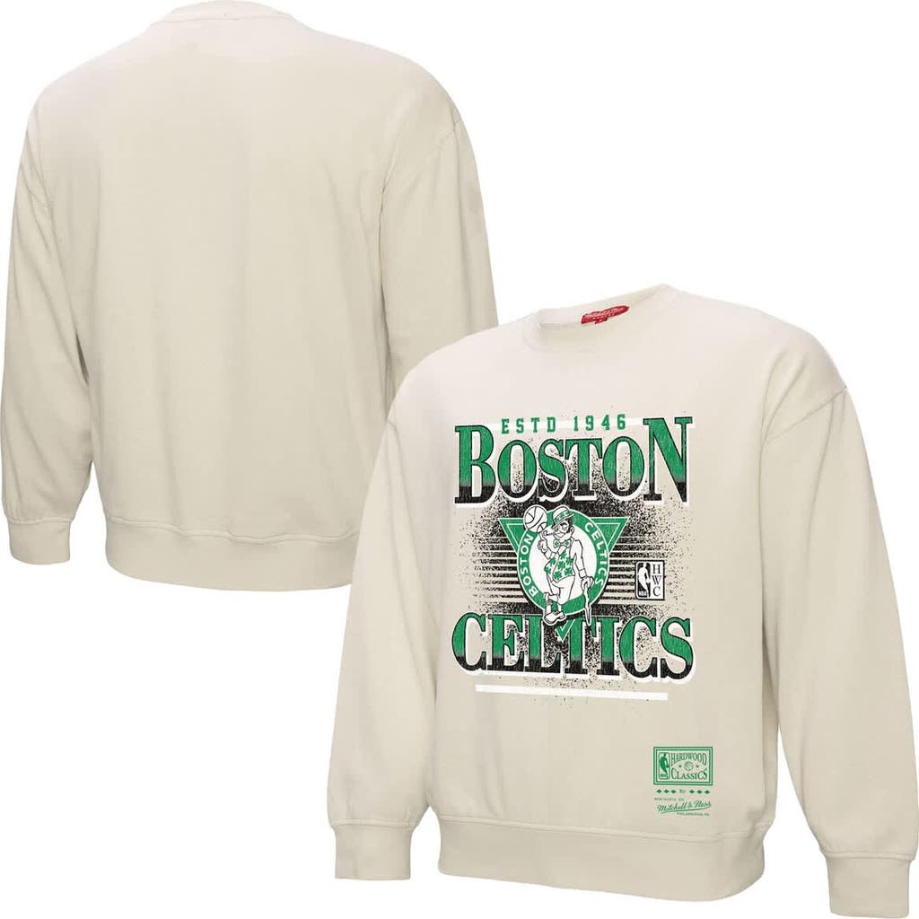 Mitchell & Ness Women's Cream Boston Celtics Oversprayed Pullover Sweatshirt In Neutral