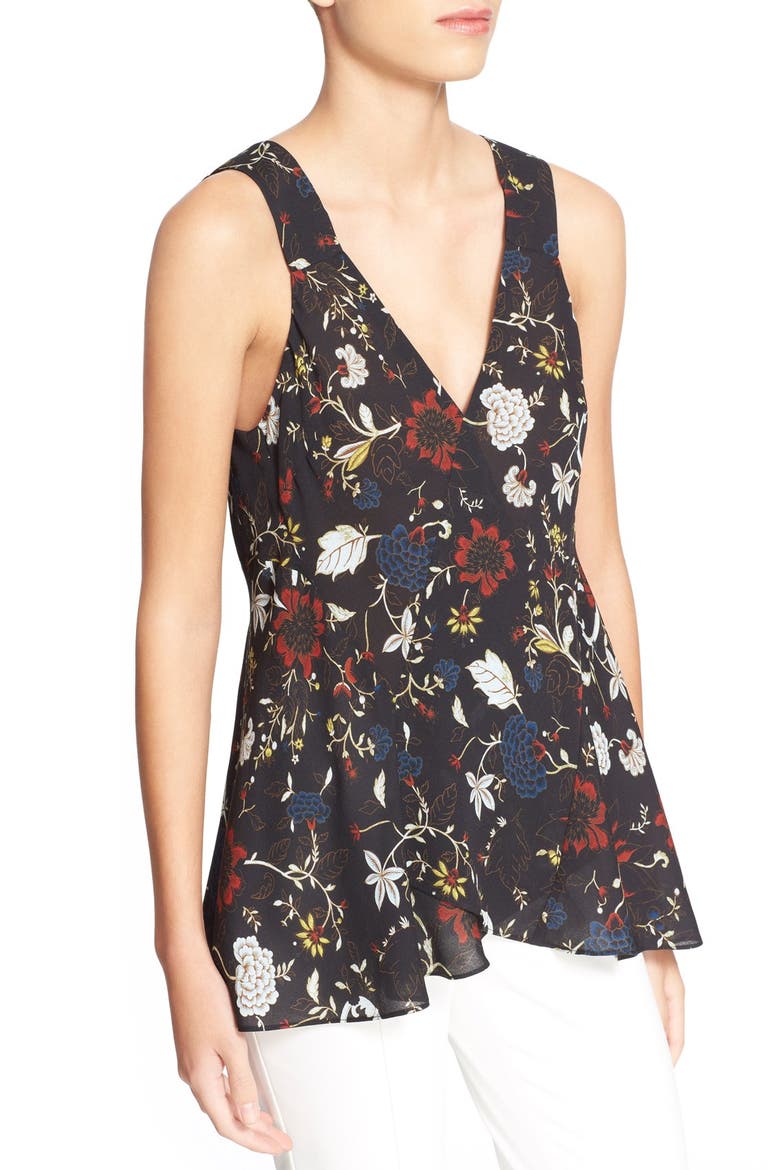 'Purcell' Floral Print Sleeveless Silk Top, Alternate, color, BLACK/ RED/ BLUE
