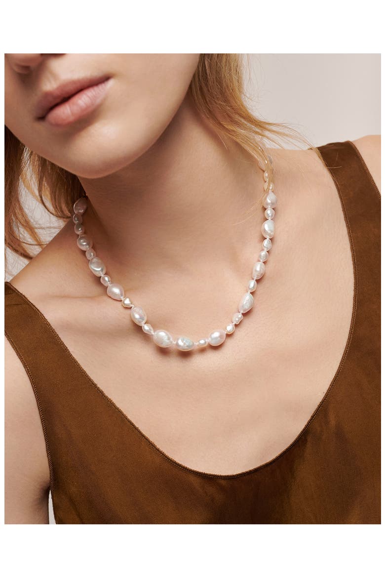 Nura Reef Irregular Freshwater Pearl Necklace, Alternate, color, 18CT GOLD VERMEIL / PEARL