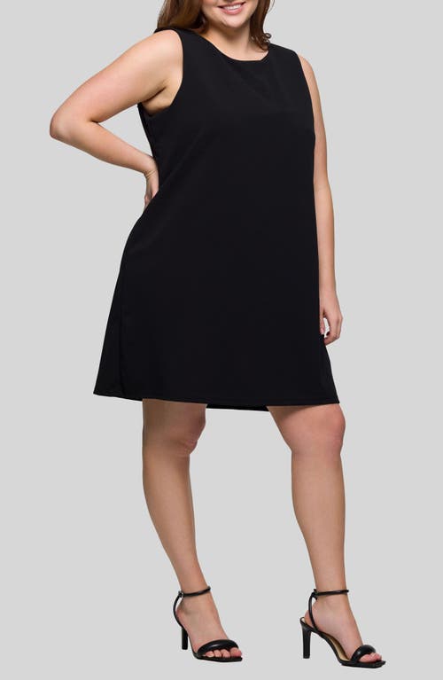 24seven Comfort Apparel Plus Size Sleeveless Mini Shift Dress In Black