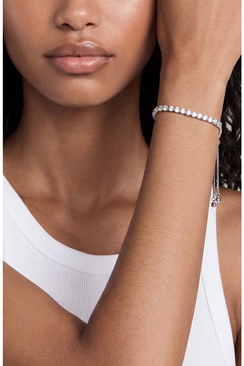Adjustable Cubic Zirconia Bracelet, Alternate, color, SILVER