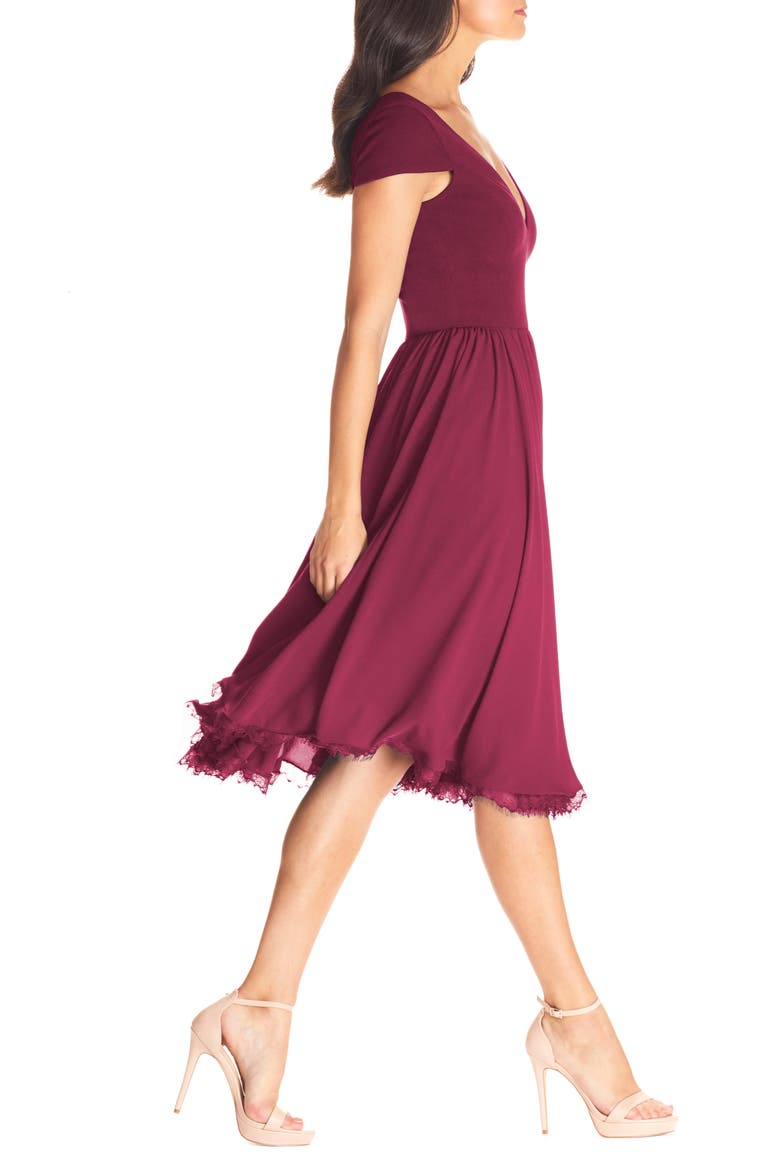 Corey Chiffon Fit & Flare Cocktail Dress, Alternate, color, DARK MAGENTA