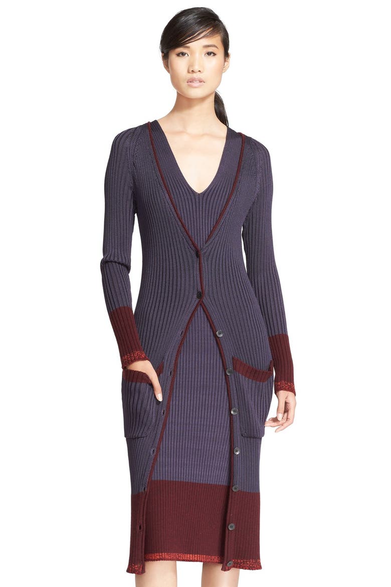 'Kristin' Long Colorblock Cardigan, Main, color, DEEP WELL
