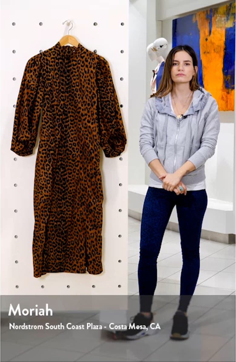 Leopard Print Balloon Sleeve Organic Cotton Dress, sales video thumbnail