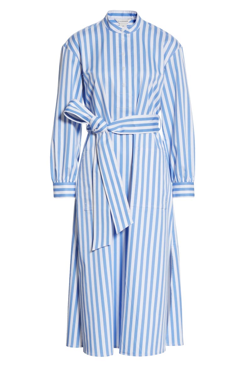 Half Placket Long Sleeve Stripe Midi Dress, Alternate, color, BLUE MULTI