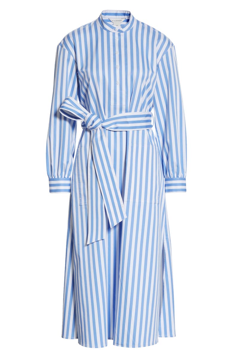 Club Monaco Half Placket Long Sleeve Stripe Midi Dress, Alternate, color,