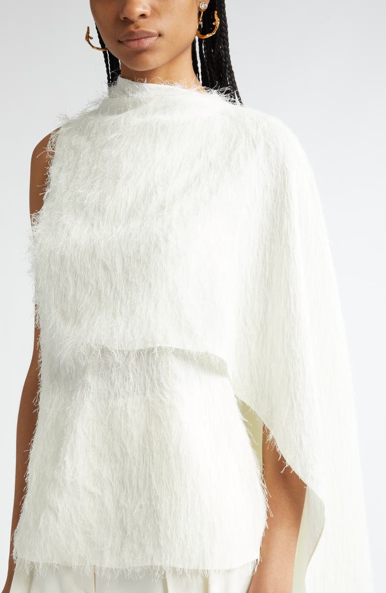 Oscar de la Renta Draped One Shoulder Fil Coupé Top, Alternate, color, 