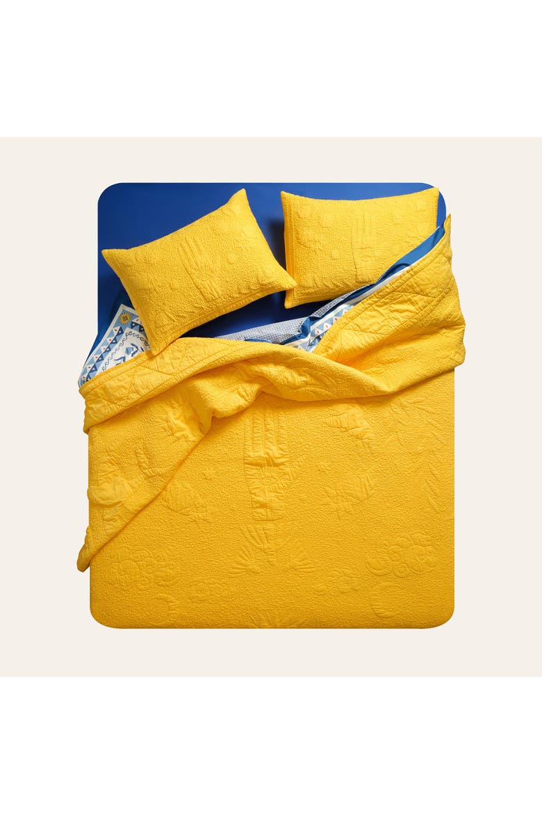 Uttar Quilted 300 Tc King 102.5" x 110" Heritage Style, Alternate, color, Yellow