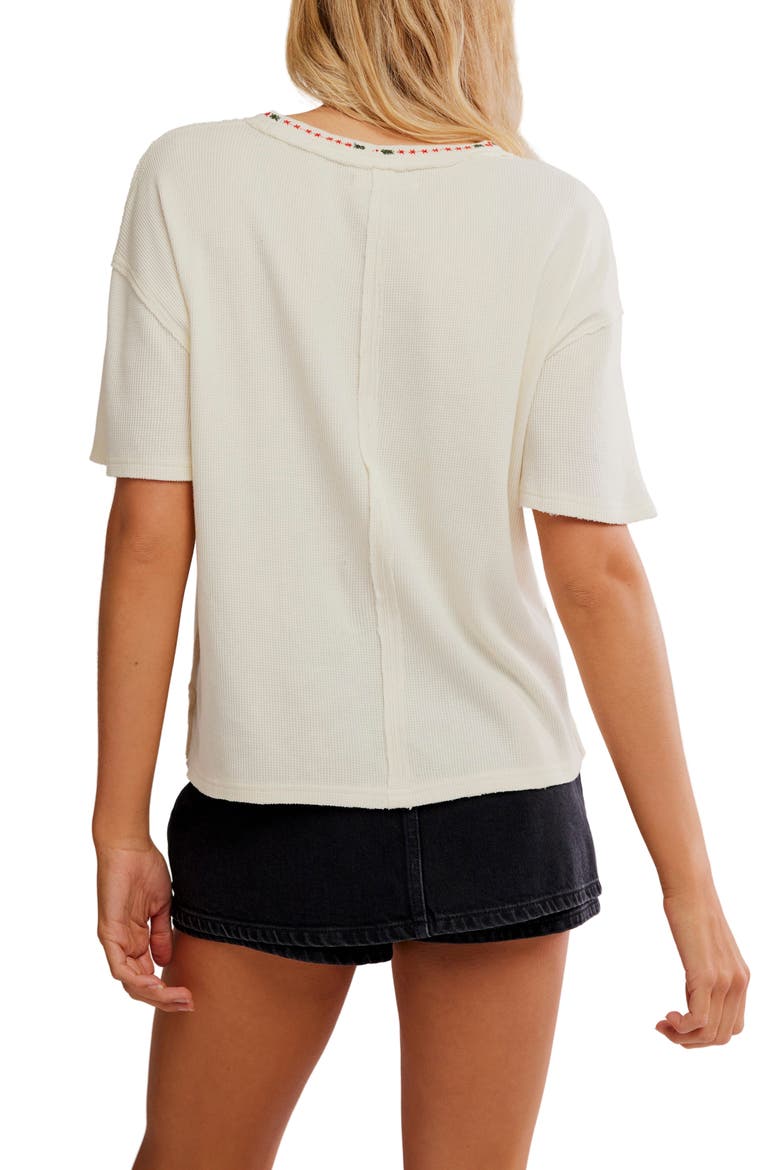 Merry Holiday Waffle Knit Cotton Graphic T-Shirt, Alternate, color, IVORY COMBO