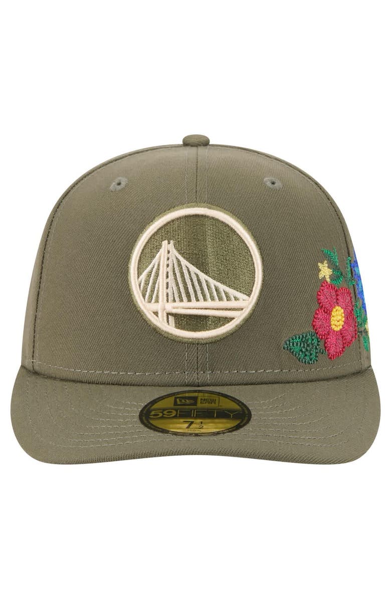 New Era Men's New Era Olive Golden State Warriors Tonal Florals 59FIFTY Fitted Hat, Alternate, color, Olive