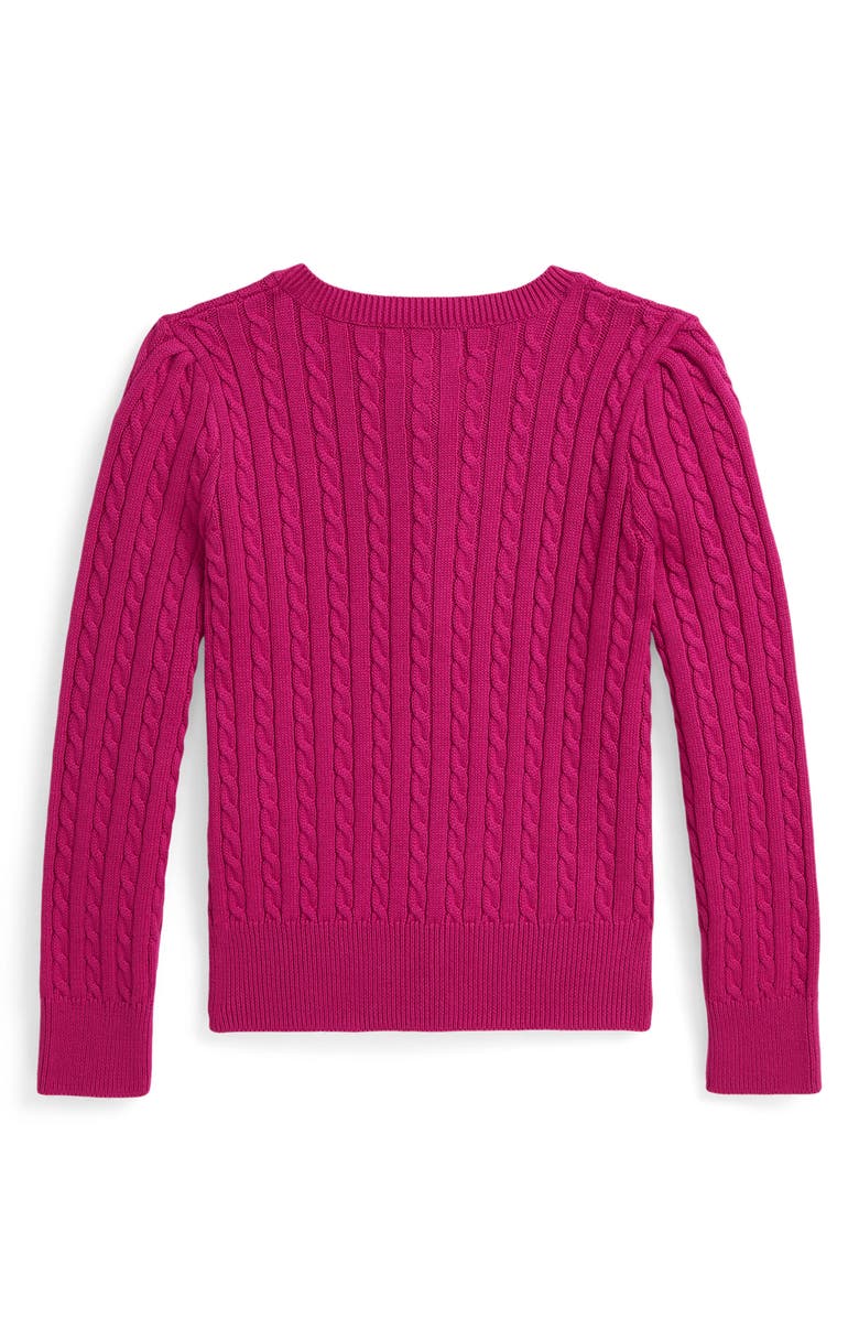 Polo Ralph Lauren Kids' Mini Cable Knit Cotton Cardigan, Alternate, color, Preppy Pink