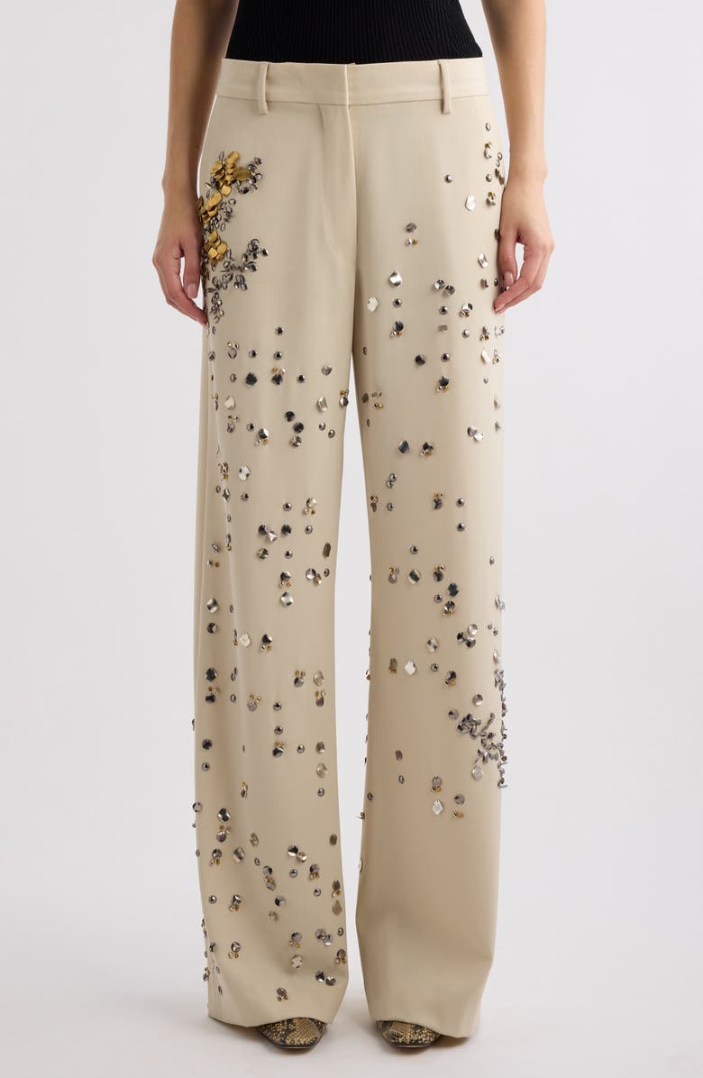 Dries Van Noten Embellished Wool Pants, Main, color, 