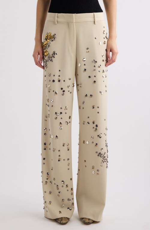 Dries Van Noten Embellished Wool Pants In Cream