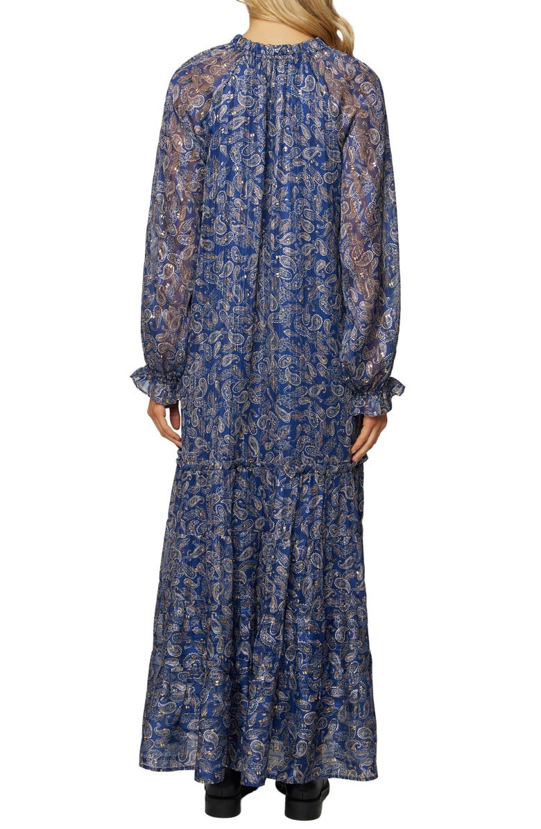 Lost + Wander Wish Upon Paisley Print Split Neck Long Sleeve Maxi Dress, Alternate, color, 
