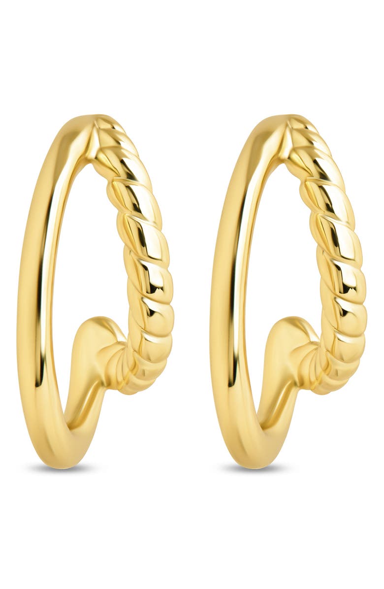 Sterling Forever Arcadia Double Row Huggie Hoop Earrings, Alternate, color, 