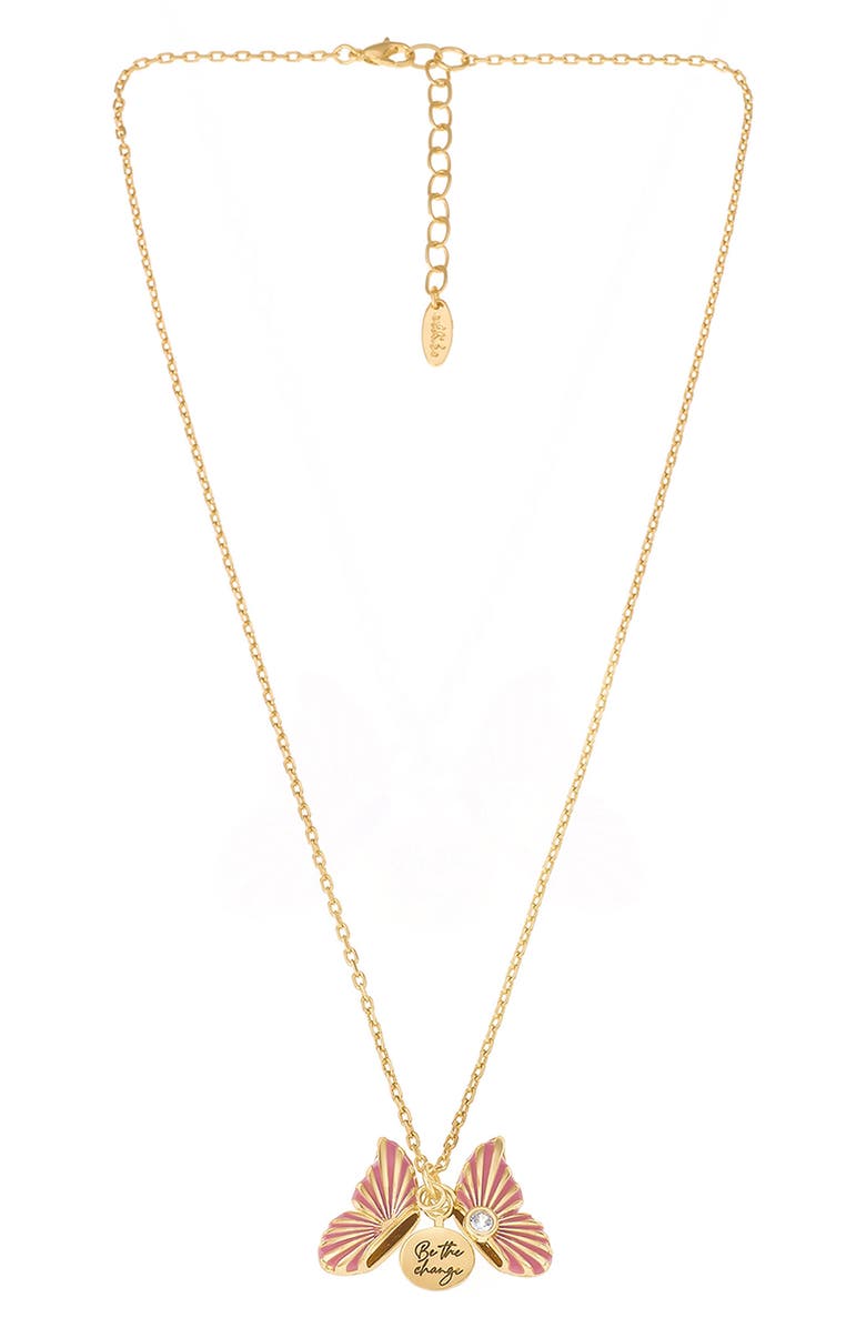 Ettika 'Be The Change' Butterfly Charm Necklace, Alternate, color,