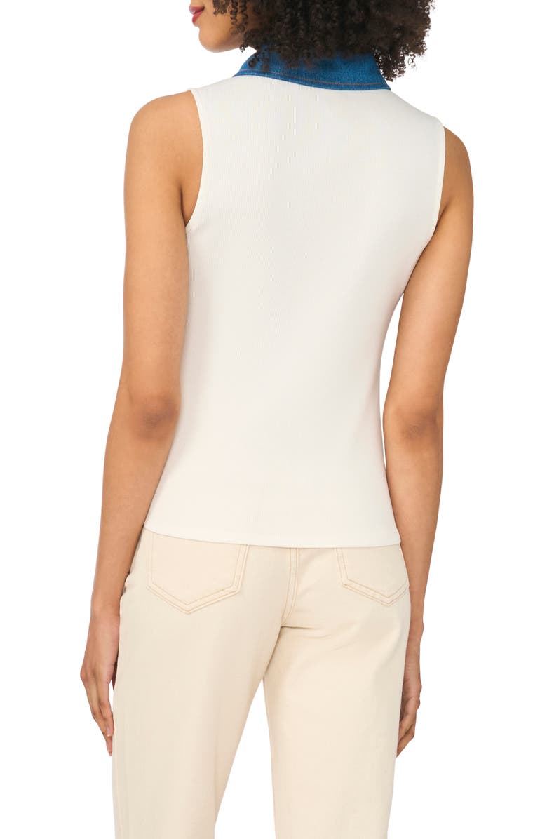 Parker Denim Trim Sleeveless Polo, Alternate, color, Bright White/ Ultra White