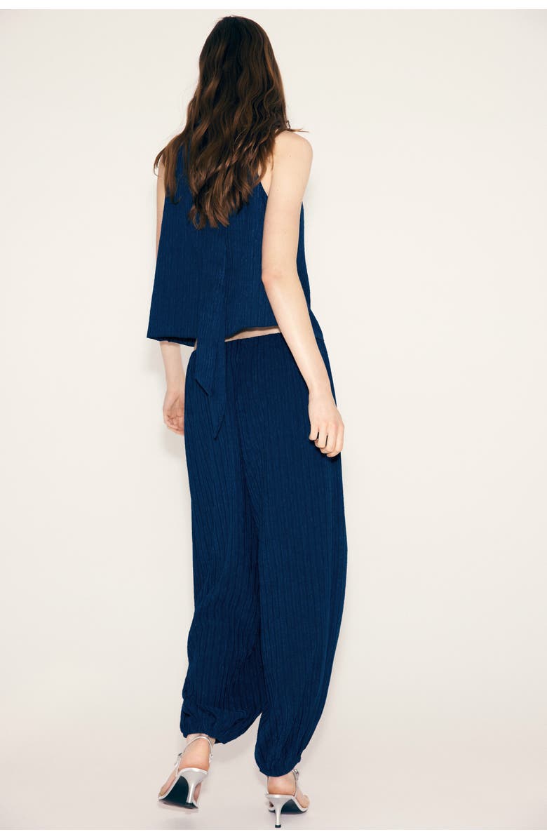 H&M Crinkled balloon-leg pants, Alternate, color, Navy Blue