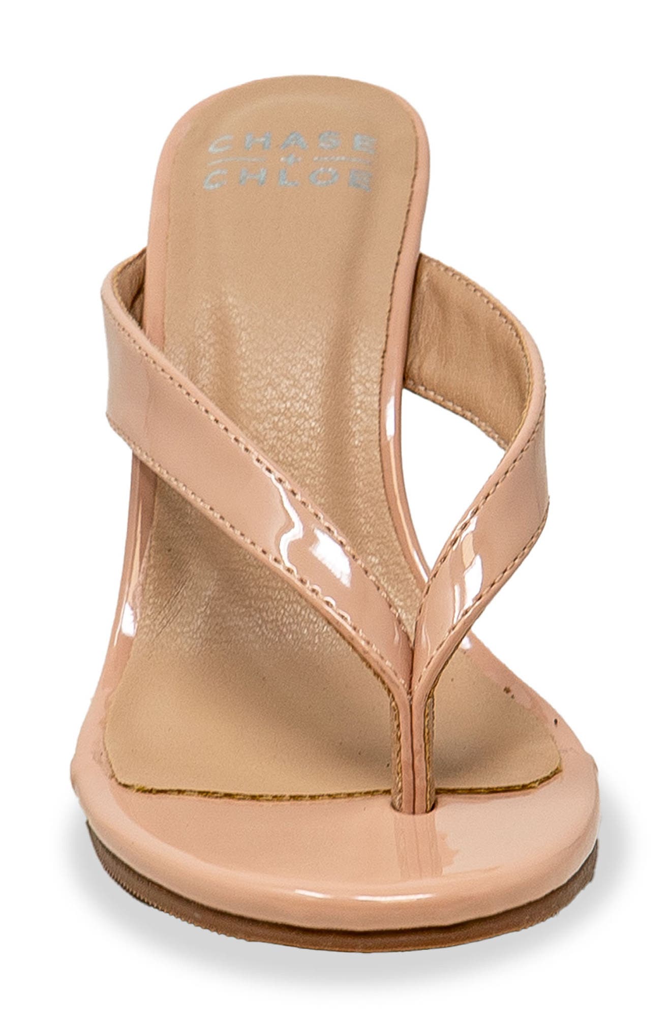 Toe Post Wedge Sandal, Alternate, color, NUDE PATENT
