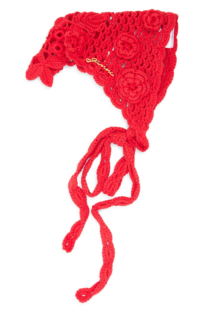 Ganni Crochet Head Scarf, Main, color, Goji Berry