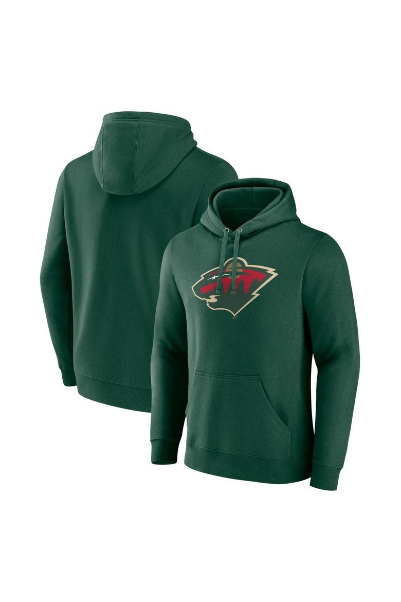 Men's Fanatics Branded Green Minnesota Wild Primary Logo Pullover Hoodie, Main, color, Green