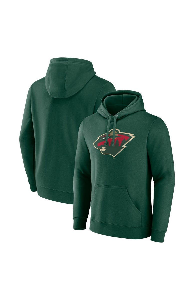 FANATICS Men's Fanatics Branded Green Minnesota Wild Primary Logo Pullover Hoodie, Main, color, Green