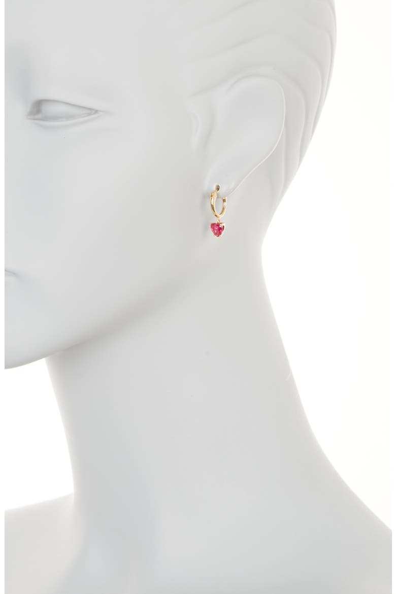 Heart Drop Huggie Hoop Earrings, Alternate, color, GOLD/ PINK