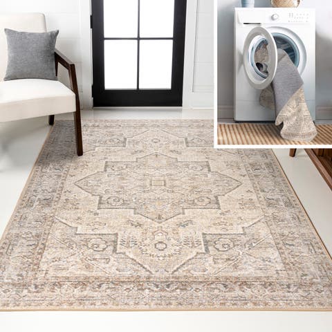 Koda Vintage Native American Medallion Machine-Washable Area Rug