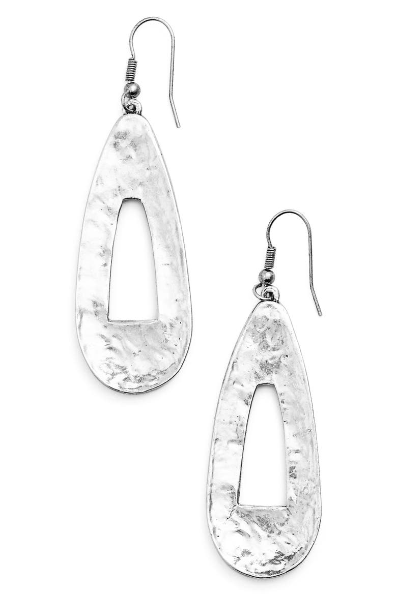Open Teardrop Earrings, Alternate, color, SILVER