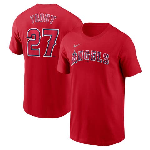 Men's Nike Mike Trout Red Los Angeles Angels Fuse Name & Number T-Shirt