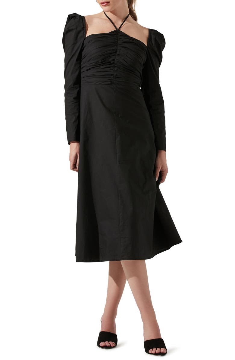 ASTR the Label Long Sleeve Tie Neck Dress, Main, color, 