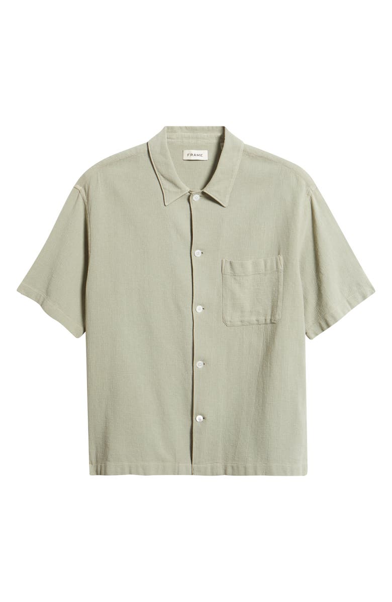 FRAME Open Weave Short Sleeve Button-Up Shirt, Alternate, color, Moss Green
