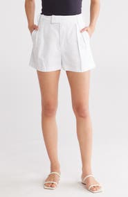 7 For All Mankind Pleated Linen Blend Shorts