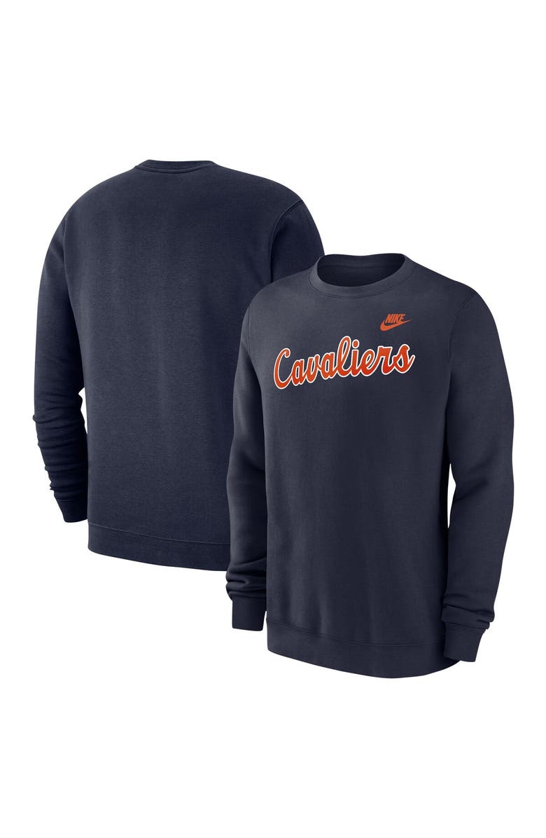 Nike Men's Nike Navy Virginia Cavaliers Vintage Club Fleece Pullover Sweatshirt, Alternate, color, Navy