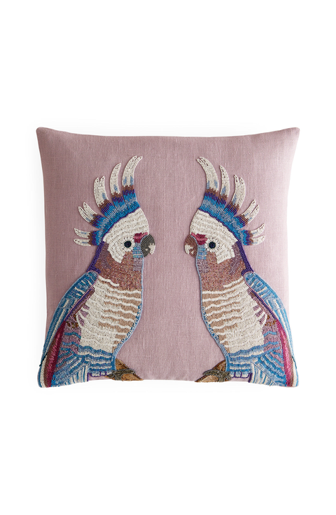 Parrots Beaded Pillow