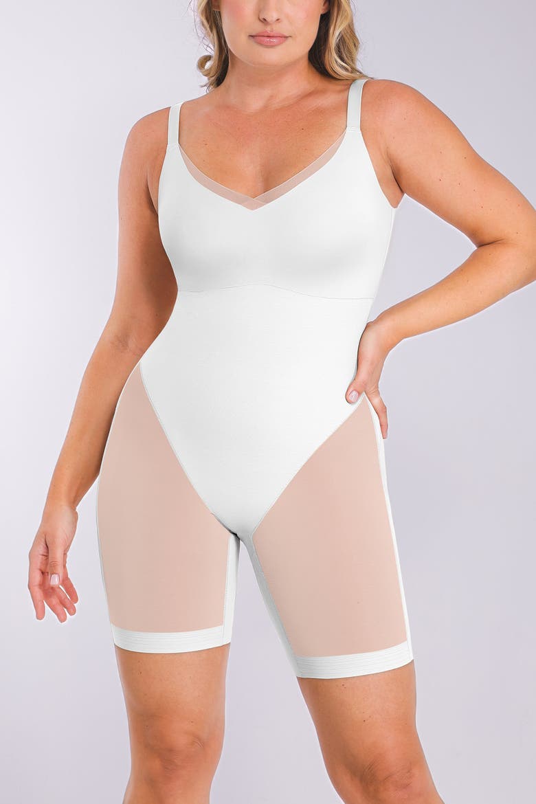 MeshSmooth Butt-Lifting Bodysuit, Main, color, White