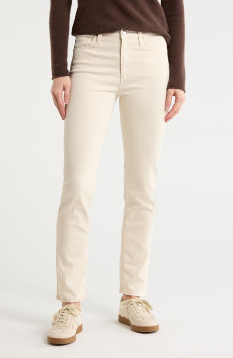 Mari Ankle Slim Straight Jeans (Ivory Clay)
