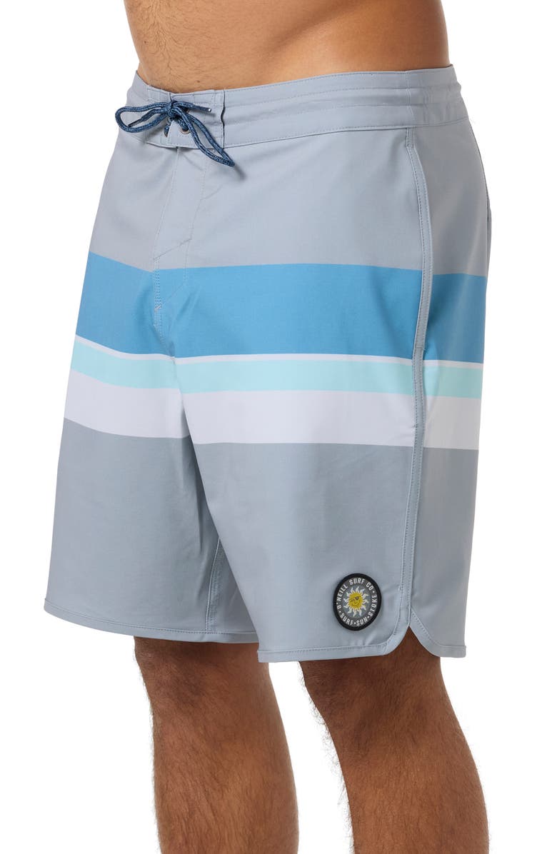 O'Neill Cruzer Stripe Scallop Swim Trunks, Alternate, color, Light Grey 2