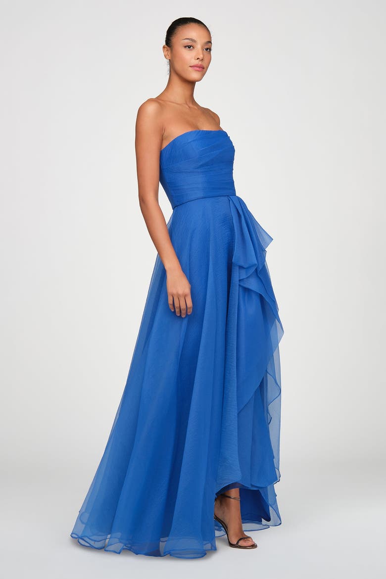 Teresa Strapless Draped Gown, Alternate, color, Brilliant Blue