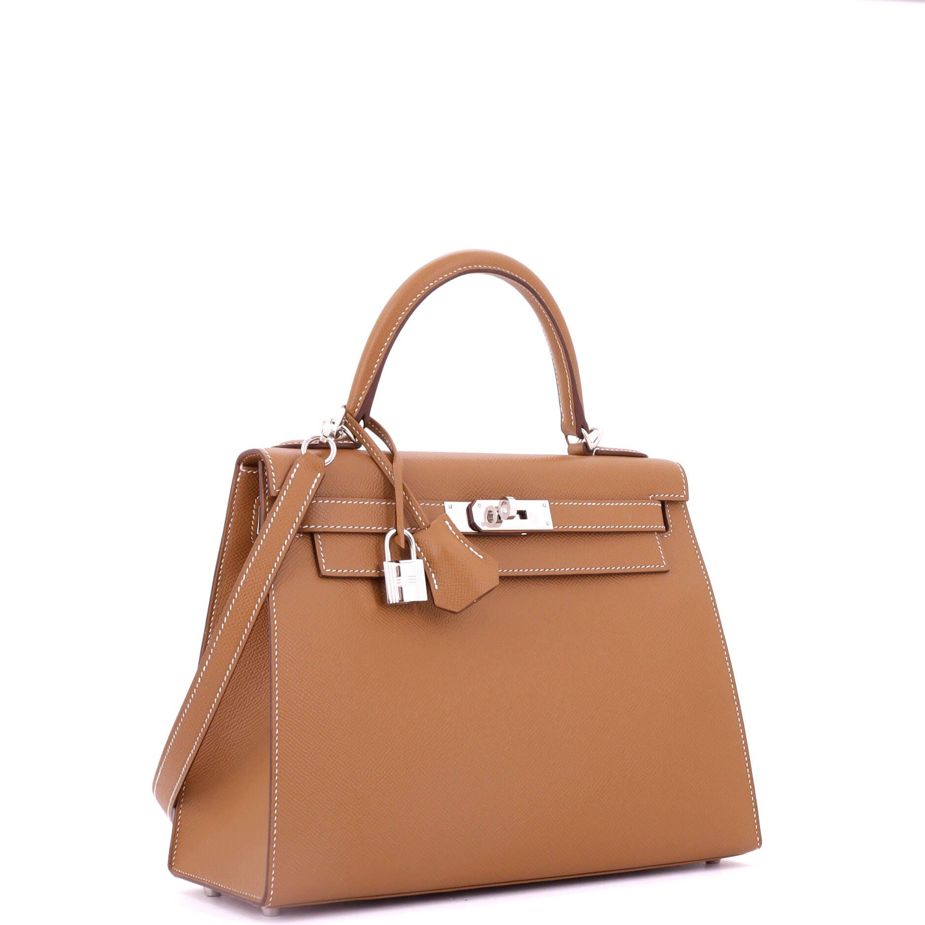 Pre-Owned Hermes Kelly Handbag Brown Epsom with Palladium Hardware 28, Alternate, color, 