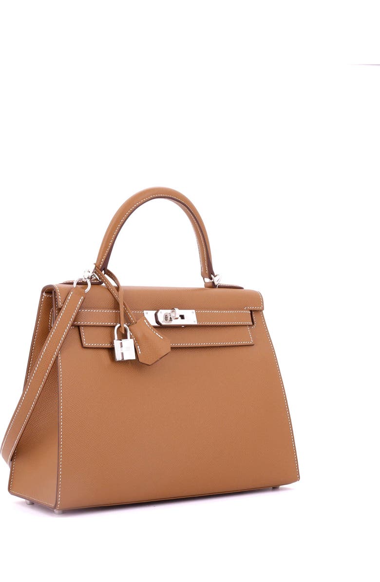 Pre-Owned Hermes Kelly Handbag Brown Epsom with Palladium Hardware 28, Alternate, color,