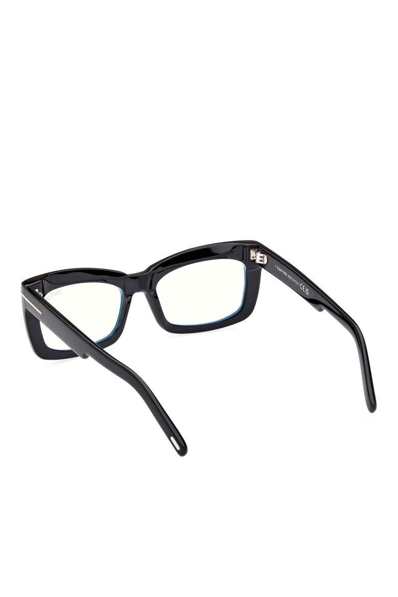 55mm Rectangular Blue Light Blocking Glasses, Alternate, color, BLACK ECO / T LOGO