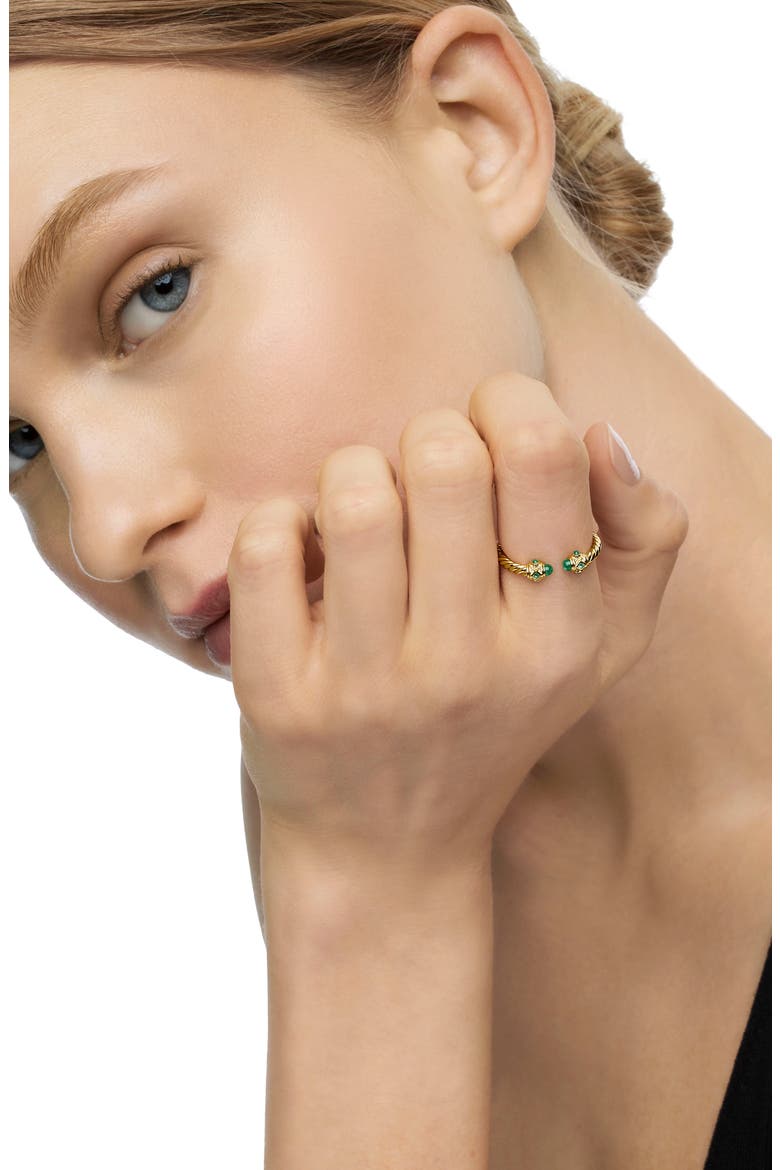 Renaissance Full Pavé Ring in 18K Gold, Alternate, color, EMERALD